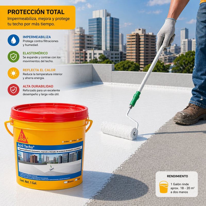 Impermeabilizante Acrilico Acril Techo Power 6 GT 1 Galón Color Blanco