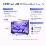 Televisor Smart TV LED Crystal UHD 4K de 43 Plg Modelo U8000F Negro