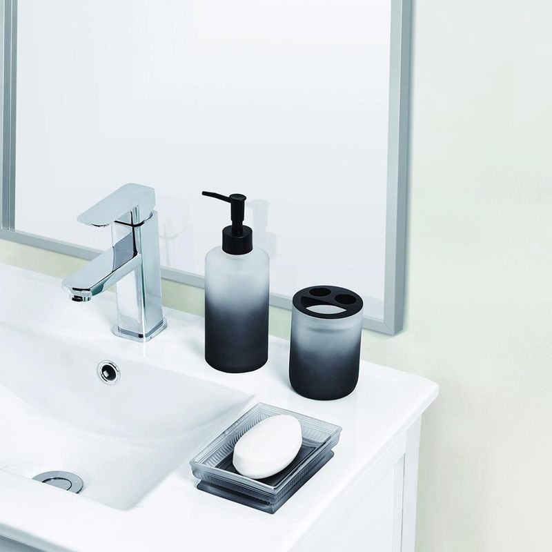 Set de 3 Piezas de Accesorios de Vidrio para Baño en Color Negro