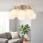 Lámpara de Techo 6 Luces Vidrio Satinado Base E27 de 40 W Níquel Satinado