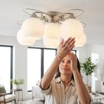 Lámpara de Techo 6 Luces Vidrio Satinado Base E27 de 40 W Níquel Satinado