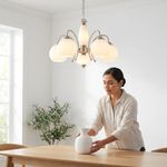 Lámpara de Techo 5 Luces de Vidrio Opalino Base E27 de 60 W Níquel Satinado