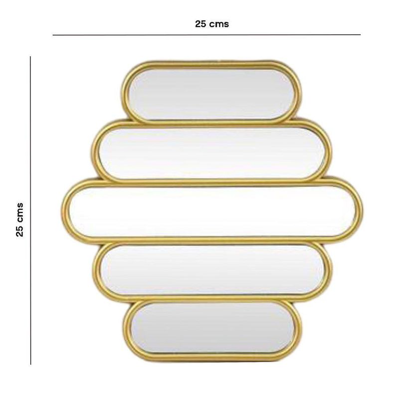 Set de 3 Espejos de Pared Diseño Panal 25 cm  Dorados