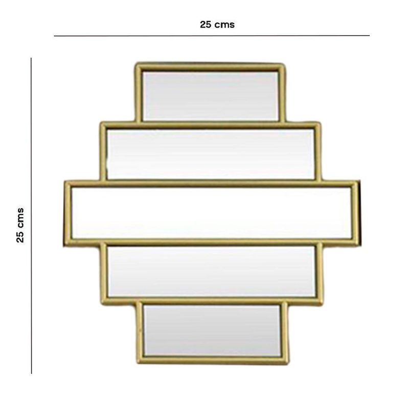 Set de 3 Espejos Diseño Panal 25 cm Marcos Dorados