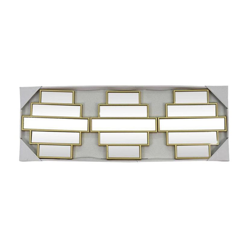 Set de 3 Espejos Diseño Panal 25 cm Marcos Dorados