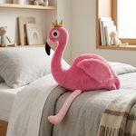Cojín de 56 x 36 cm Diseño Flamingo con Corona Color Rosado