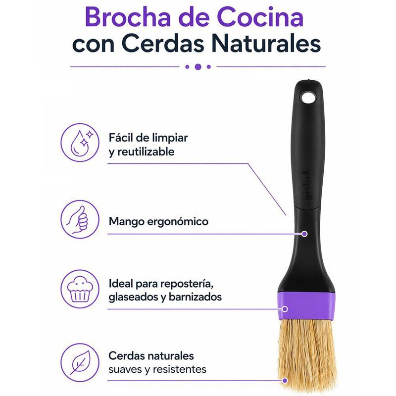 Brocha de Cocina con Cerdas Naturales y Mango Negro