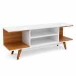 Rack para TV Toledo con Repisas Abiertas de 150 x 56 x 38 cm Blanco y Café