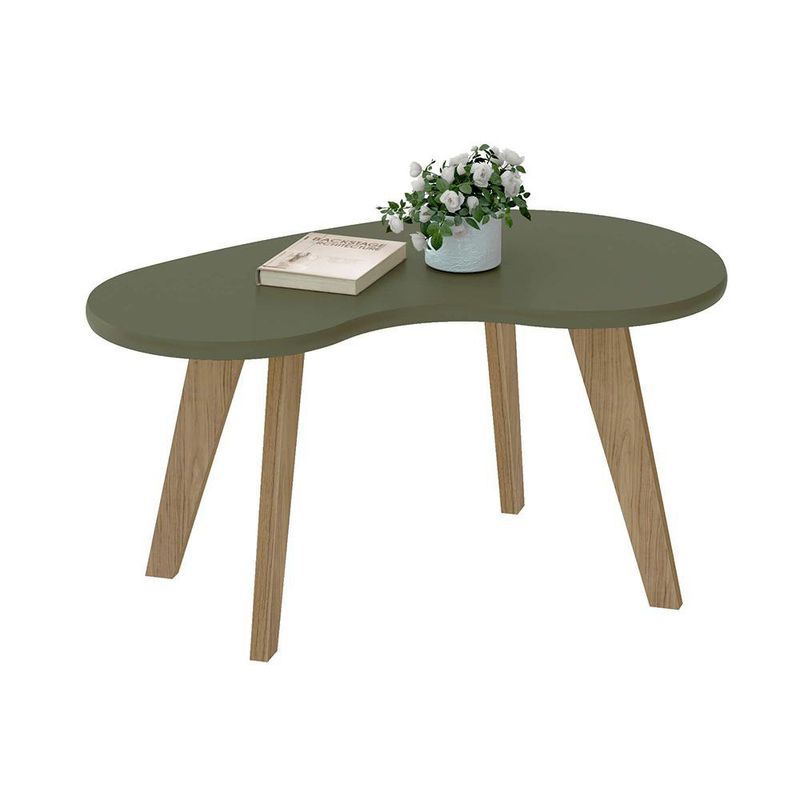 Mesa de Centro de 91 x 55 x 45 cm con Cubierta en Forma de Frijol Color Menta