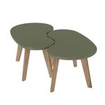 Mesa de Centro de 91 x 55 x 45 cm con Cubierta en Forma de Frijol Color Menta
