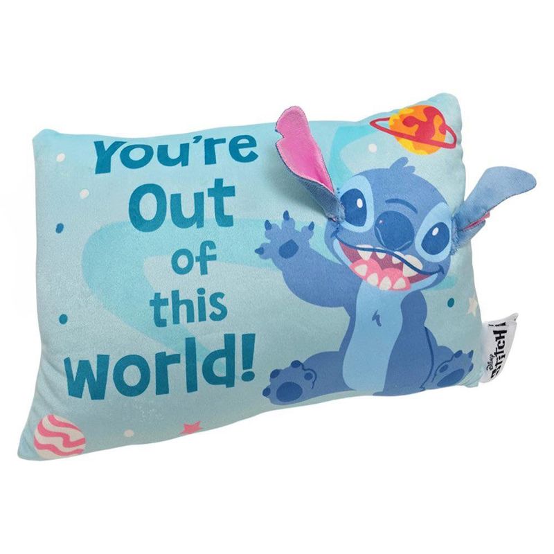 Almohada Infantil Decorativa 3D Stitch Celeste de 21 x 30 cm Suave para Dormitorio
