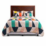 Set de Cubrecama Prisma de Microfibra King Diseño Geométrico Multicolor