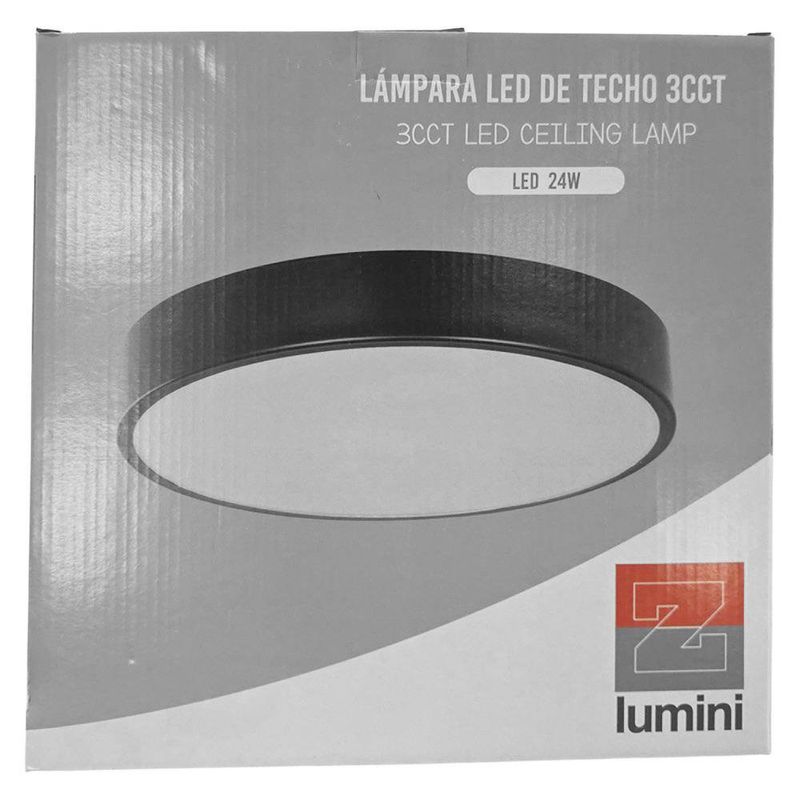 Plafón LED de Techo 24 W 3CCT Negro Diseño Redondo Integrado