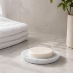 Set de 3 Accesorios para Baño color Blanco con Celeste