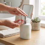 Set de 3 Accesorios para Baño color Blanco con Celeste