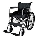 Silla de Ruedas Básica de Aluminio con Ruedas Sólidas 64 x 61 x 88 cm Gris y Negro