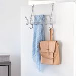 Rack para Puerta Weston Satinado con 6 Ganchos Dobles y Barra de Apoyo