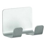 Set de 2 Ganchos Adhesivos Dobles Affixx de Aluminio Plateado para Baño y Pared