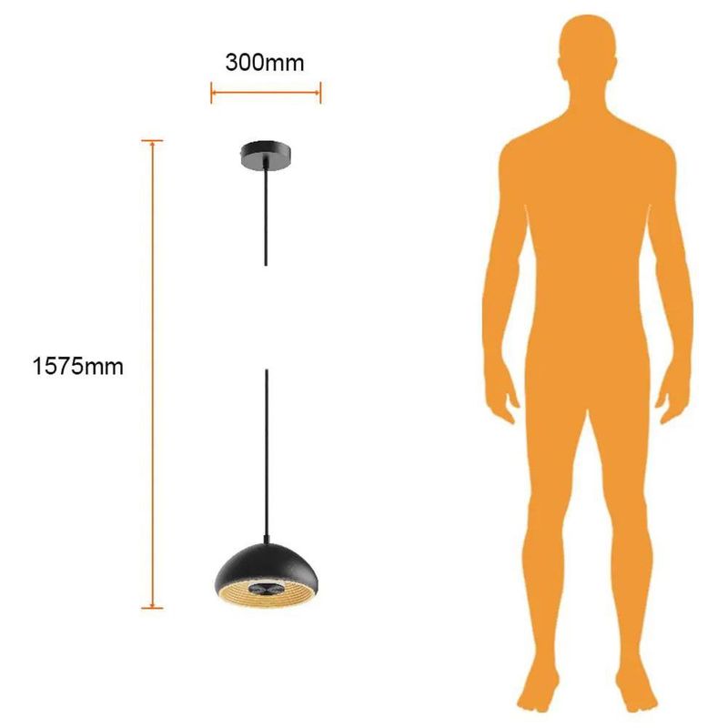 Lámpara Colgante LED de 15W Tipo Campana Luz Cálida Negra