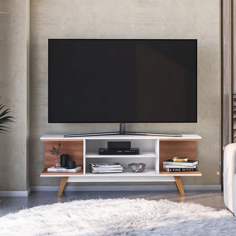 Rack para TV Toledo con Repisas Abiertas de 150 x 56 x 38 cm Blanco y Café