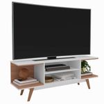 Rack para TV Toledo con Repisas Abiertas de 150 x 56 x 38 cm Blanco y Café