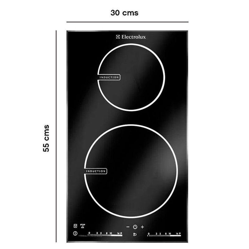Cooktop de Inducción Eléctrico de 12 Plg con 2 Zonas Touch Color Negro 220 V