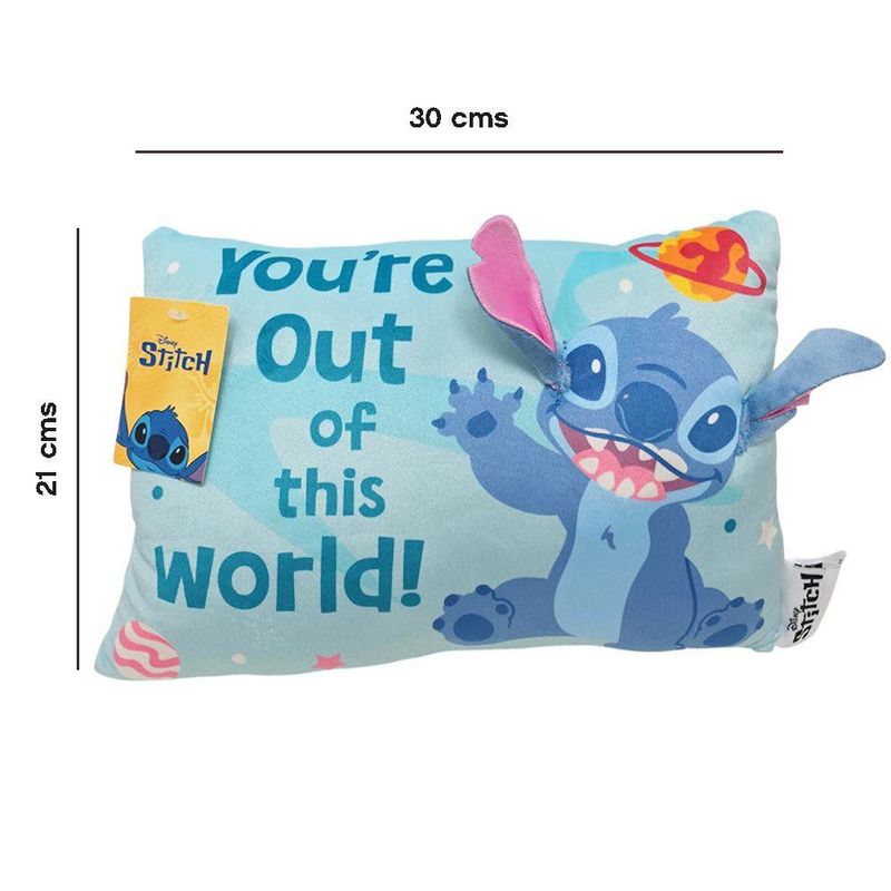 Almohada Infantil Decorativa 3D Stitch Celeste de 21 x 30 cm Suave para Dormitorio