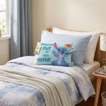 Almohada Infantil Decorativa 3D Stitch Celeste de 21 x 30 cm Suave para Dormitorio