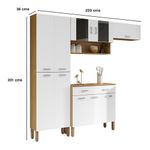 Mueble de Cocina Compacto de 221 x 28 x 193 cm con 10 Puertas y 2 Gavetas Blanco y Quartz