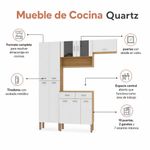 Mueble de Cocina Compacto de 221 x 28 x 193 cm con 10 Puertas y 2 Gavetas Blanco y Quartz