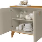 Bufetera Brisa de MDP 136 x 80 x 36 cm Color Beige y Natural con 3 Puertas
