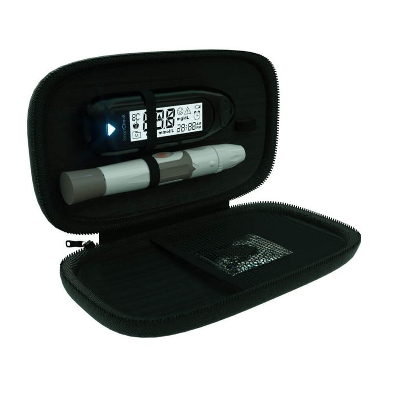 Kit de Glucómetro con 50 Tiras Reactivas para Medición de Glucosa en Sangre Color Negro