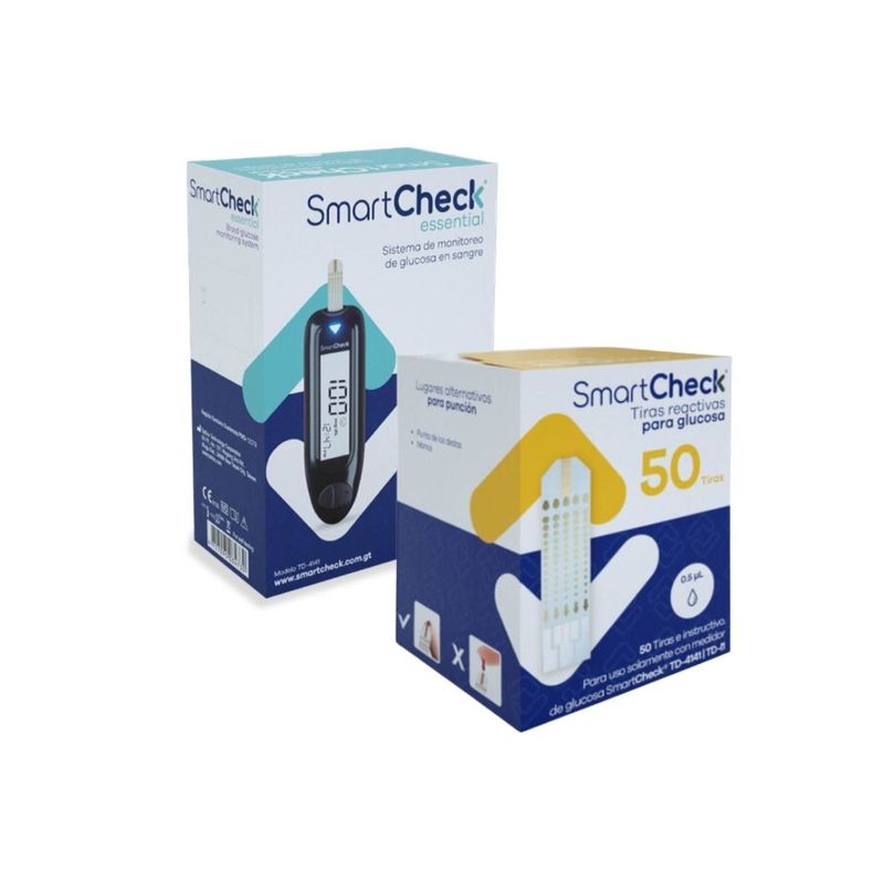Kit de Glucómetro con 50 Tiras Reactivas para Medición de Glucosa en Sangre Color Negro