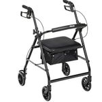 Andador Rollator de 4 Ruedas con Asiento Plegable y Frenos Manuales Color Negro