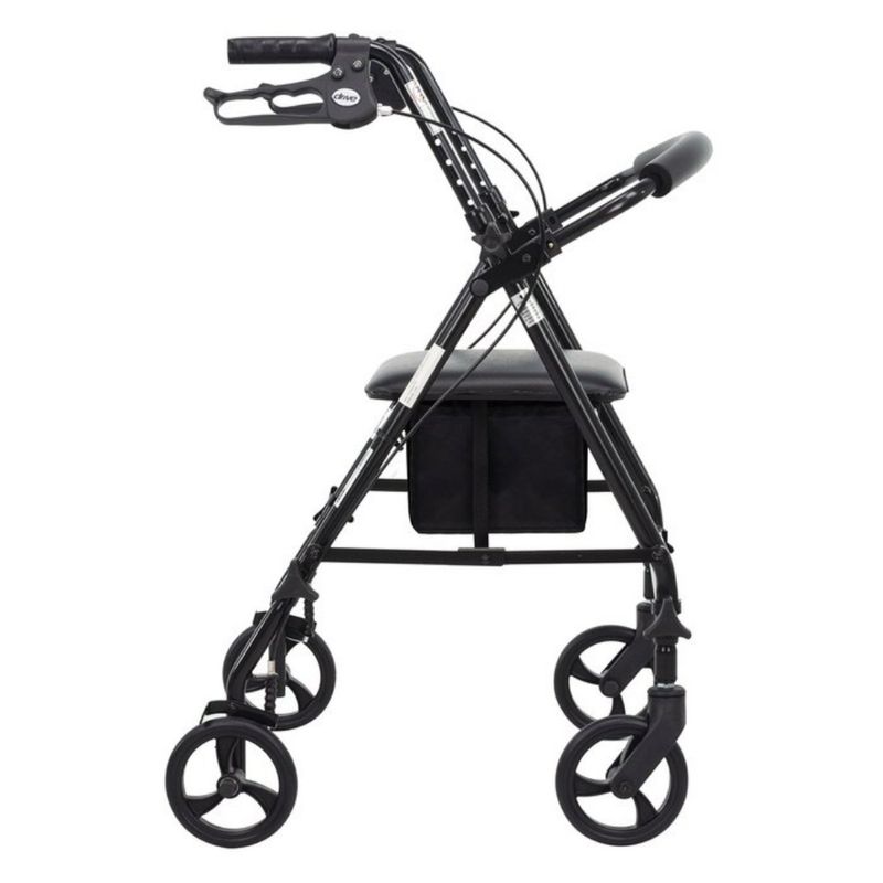 Andador Rollator de 4 Ruedas con Asiento Plegable y Frenos Manuales Color Negro