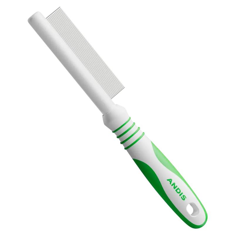 Peine para Perro y Gato Antipulgas Andis Dientes Finos Color Blanco y Verde