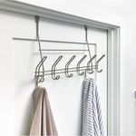 Rack para Puerta Weston Satinado con 6 Ganchos Dobles y Barra de Apoyo