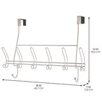 Rack para Puerta Weston Satinado con 6 Ganchos Dobles y Barra de Apoyo