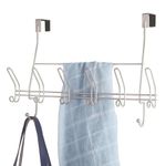 Rack para Puerta Weston Satinado con 6 Ganchos Dobles y Barra de Apoyo