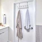 Rack para Puerta Weston Satinado con 6 Ganchos Dobles y Barra de Apoyo