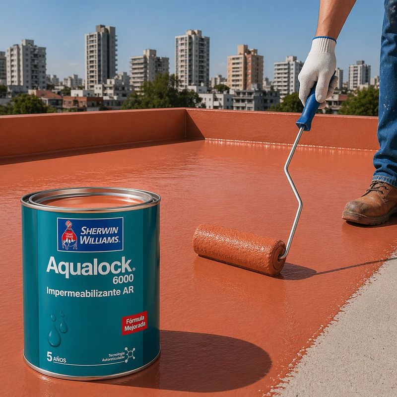 Impermeabilizante Aqualock 6000 AR de 1 Galón Color Rojo Teja para Paredes y Techos