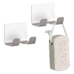 Set de 2 Ganchos Adhesivos Dobles Affixx de Aluminio Plateado para Baño y Pared