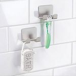 Set de 2 Ganchos Adhesivos Dobles Affixx de Aluminio Plateado para Baño y Pared