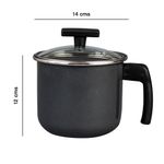 Hervidor Recto de 14 cm de Acero con Tapadera de Vidrio Color Negro Duramax 1.8 Litros