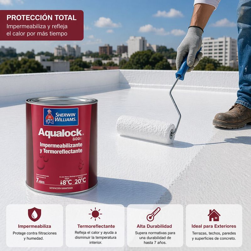 Impermeabilizante y Termorreflectante Aqualock 8000 de 1 Galón Color Rojo Teja