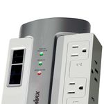 Protector de Sobretensiones con 4 Salidas CA, Teléfono y LAN Gris Claro