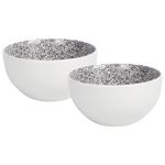 Set de 2 Tazones de Porcelana para Servir Cereales, Sopas o Postres Color Gris