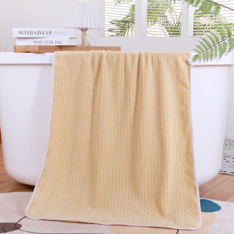Toalla de Baño Superabsorbente 70 x 140 cm de Poliéster con Jacquard Secado Rápido Color Amarillo