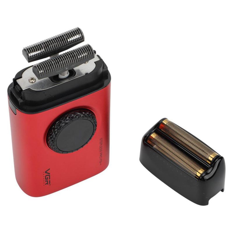 Rasuradora Profesional Inalámbrica de Láminas Dobles de Titanio con Pantalla LED Color Rojo