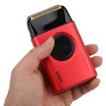 Rasuradora Profesional Inalámbrica de Láminas Dobles de Titanio con Pantalla LED Color Rojo